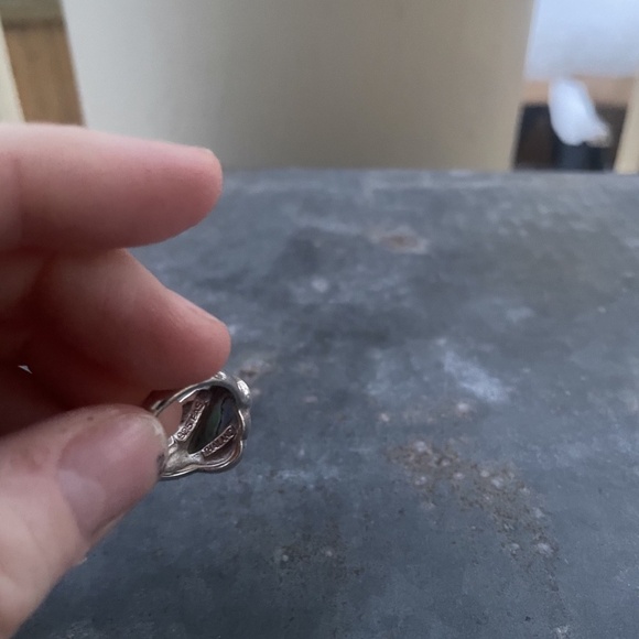 Abalone, Sterling and Marcasite Ring Size 5.5-6 - Picture 6 of 6